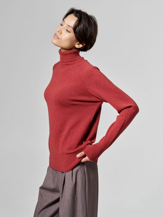 Fine merino and cashmere sweater, Terracotta