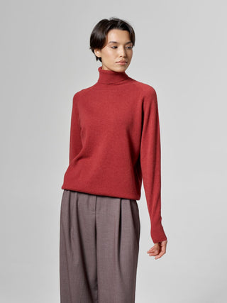 Fine merino and cashmere sweater, Terracotta