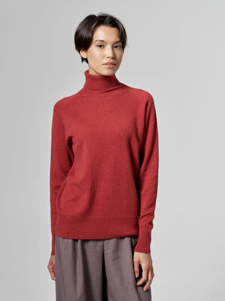 Fine merino and cashmere sweater, Terracotta