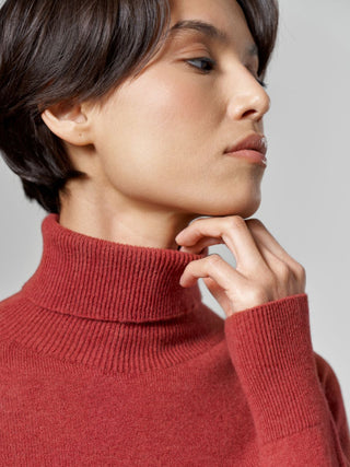 Fine merino and cashmere sweater, Terracotta