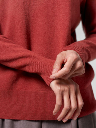 Fine merino and cashmere sweater, Terracotta